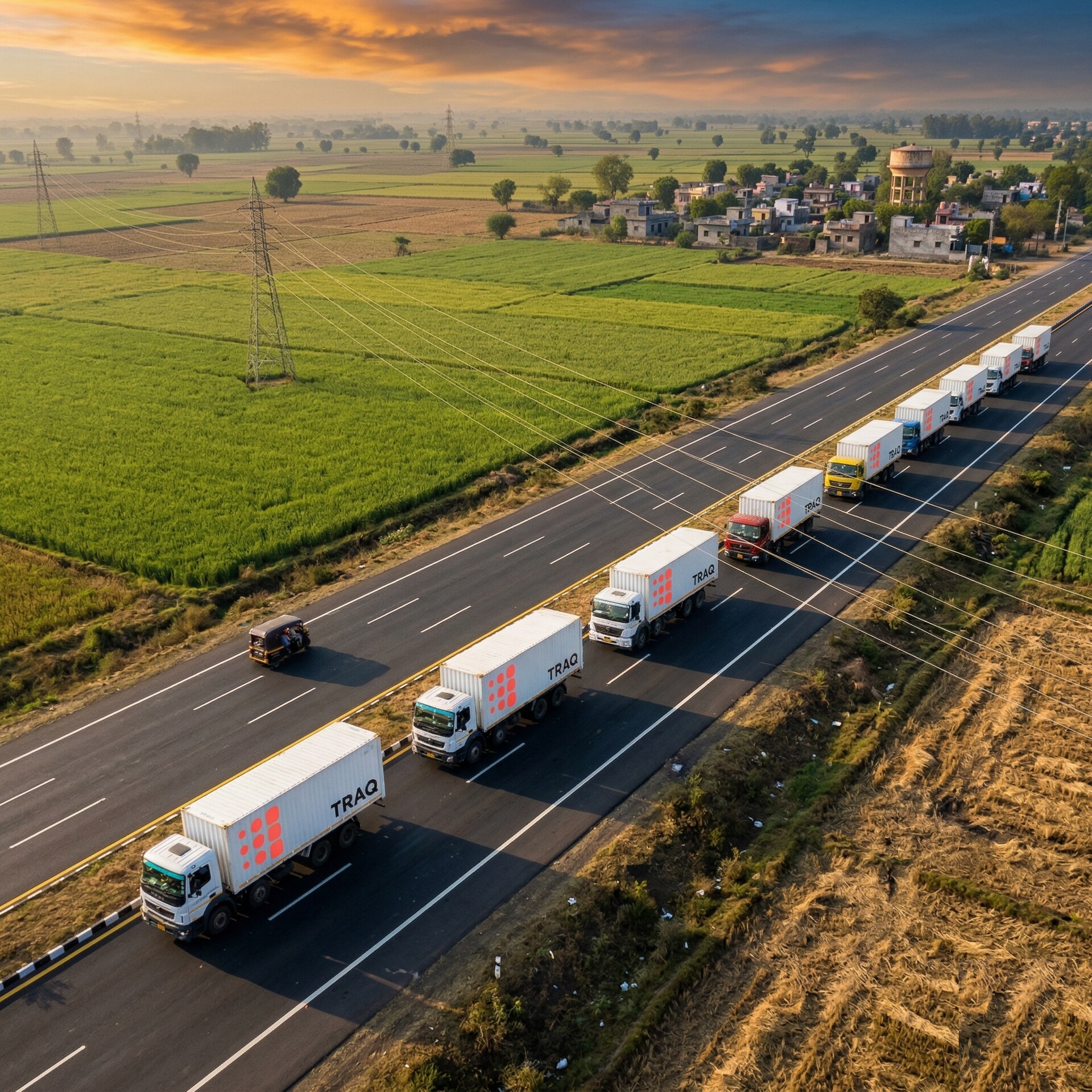 TRAQ fleet convoy on Indian highway